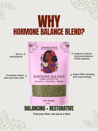 Ombreblends Hormone Balance blend packaging with text on a light background